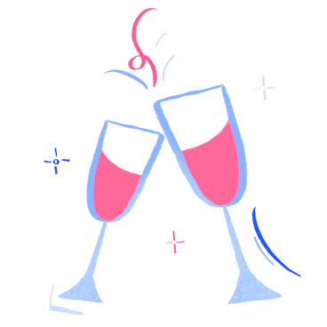 Два бокала шампанского с конфетти в PNG, SVG