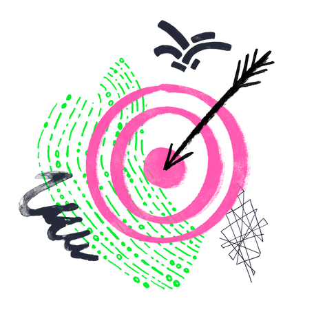 Target with arrow in center Illustration in PNG, SVG