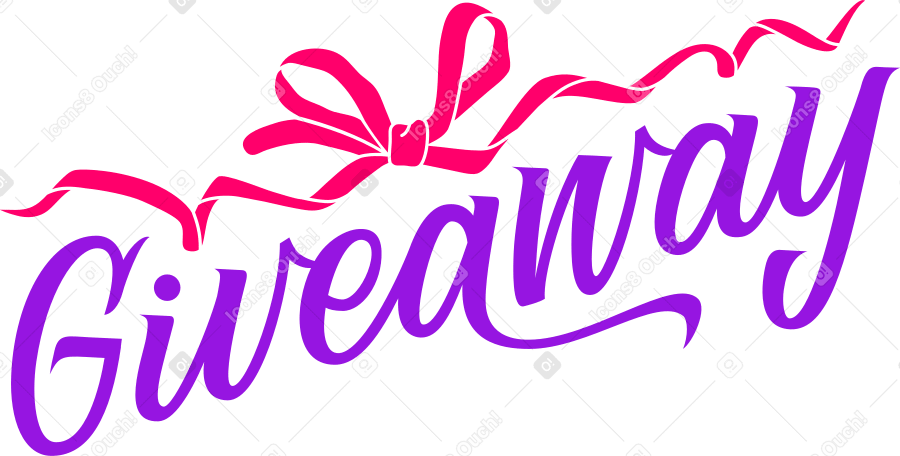 lettering giveaway with bow Illustration in PNG, SVG