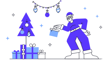 Santa is leaving a present PNG, SVG