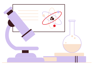 Microscope et flacons de chimie PNG, SVG