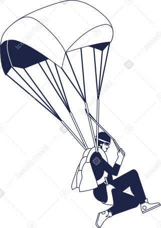 Illustrazione animata parachutist line in GIF, Lottie (JSON), AE
