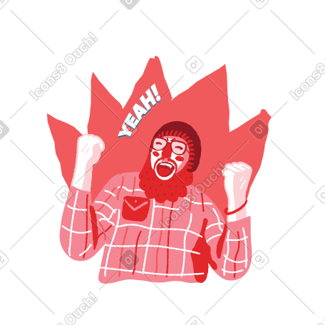 兴奋的留着胡子的男人说“是” PNG, SVG