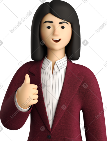 Businesswoman in red suit showing thumbs up PNG, SVG