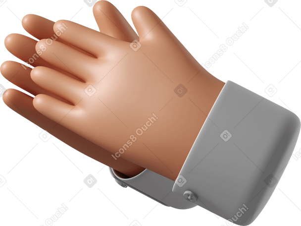 3D Tanned skin hands clapping Illustration in PNG, SVG