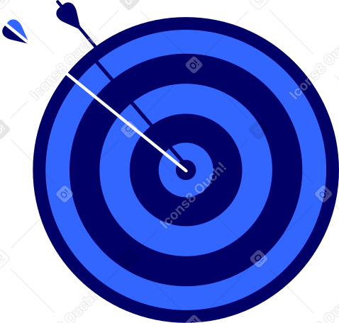 Синяя мишень со стрелкой в центре в PNG, SVG