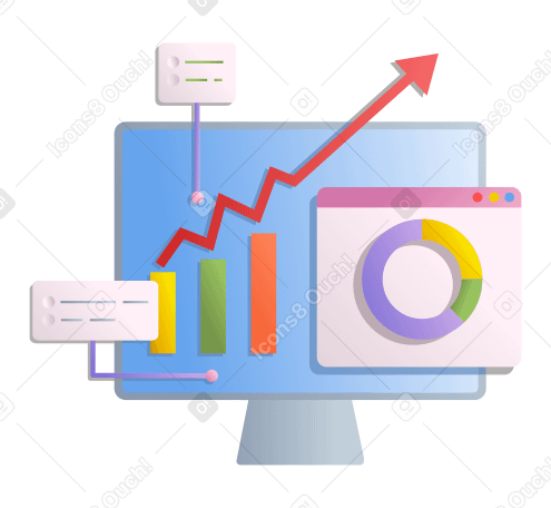Financial growth on computer screen Illustration in PNG, SVG