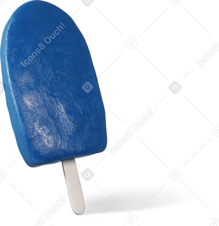3D Gelato blu sul bastoncino girato a destra PNG, SVG