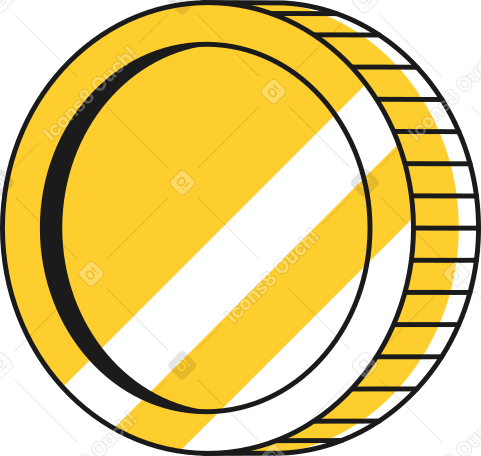 yellow round yellow coin with highlights Illustration in PNG, SVG