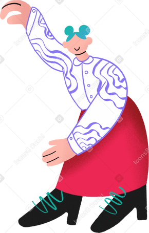 woman in a red skirt holding something PNG, SVG