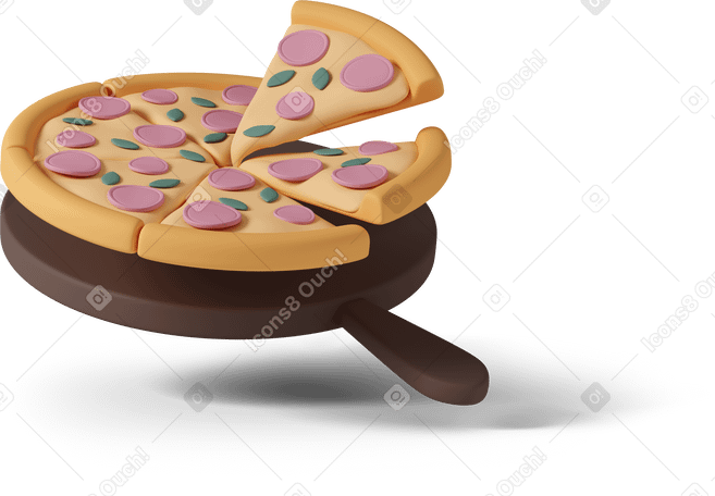 3D pizza served on plate PNG、SVG