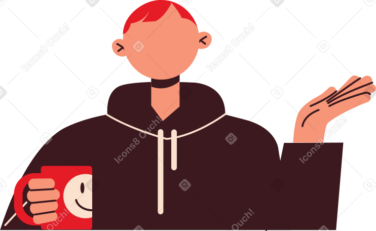 man with cup talking PNG, SVG