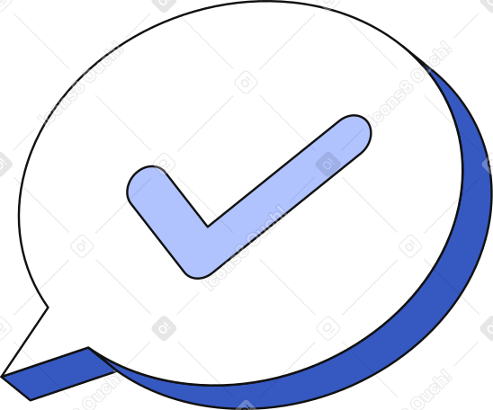 oval speech bubble with checkmark Illustration in PNG, SVG