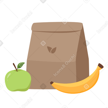 Bolsa de almuerzo con comida PNG, SVG