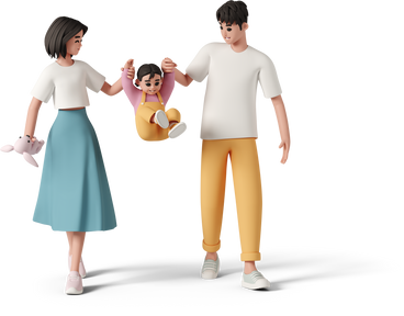 couple walks with baby PNG, SVG
