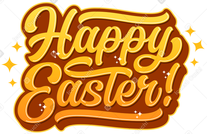 lettering happy easter! with stars text PNG, SVG