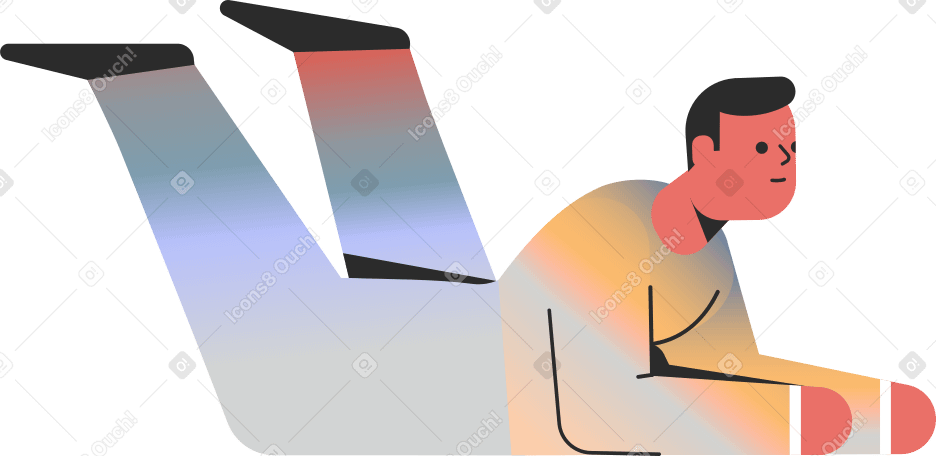 man lying on stomach Illustration in PNG, SVG