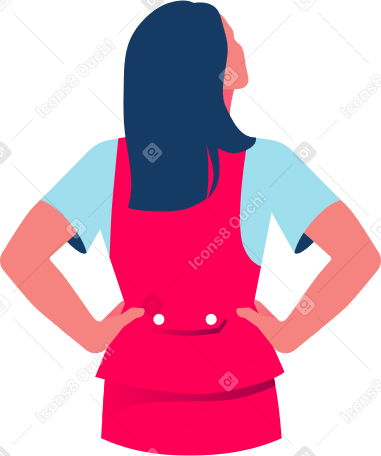 腰に手を当てる女性の背面図 PNG、SVG