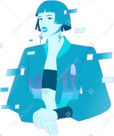 young woman with hologram PNG, SVG