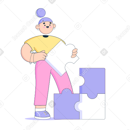 Woman is solving the puzzle PNG, SVG