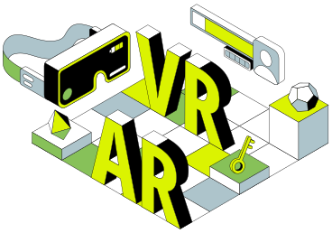 Lettering VR/AR with VR glasses and game board text PNG, SVG
