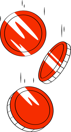 three falling coins Illustration in PNG, SVG