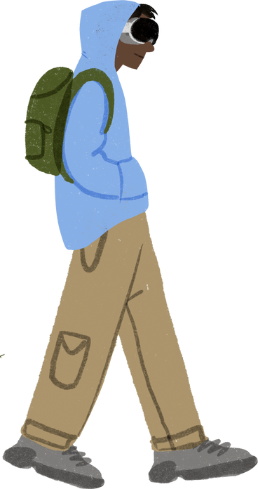 Man walking with vr glasses в PNG, SVG
