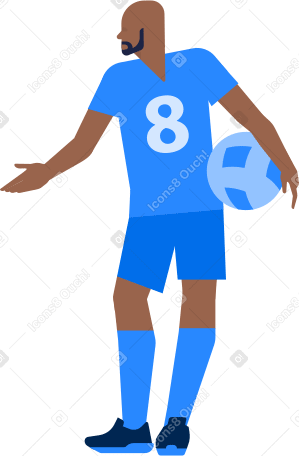 jugador de fútbol masculino con pelota bajo el brazo extiende su mano para saludar PNG, SVG