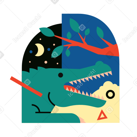 A crocodile in the forest Illustration in PNG, SVG