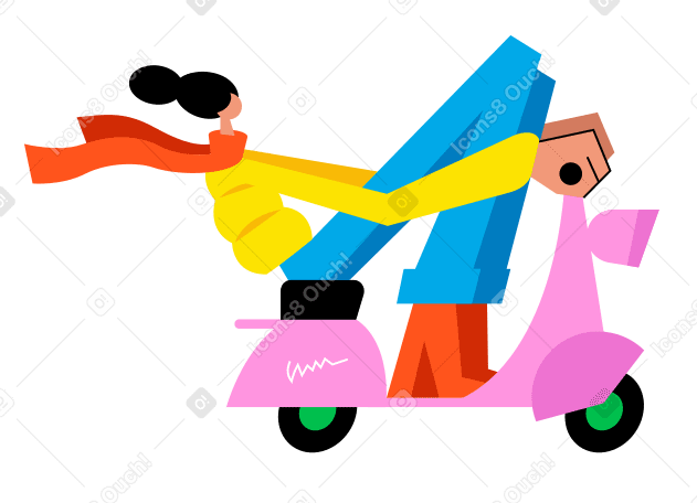 Анимированная иллюстрация Женщина на скутере в GIF, Lottie (JSON), AE