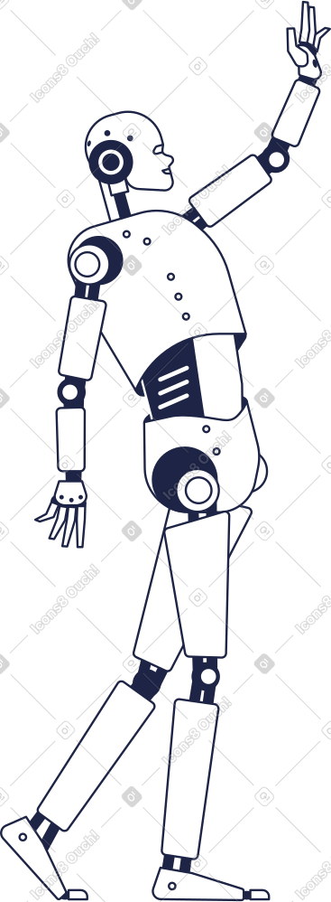 Android robot raises his hand and gives five PNG, SVG