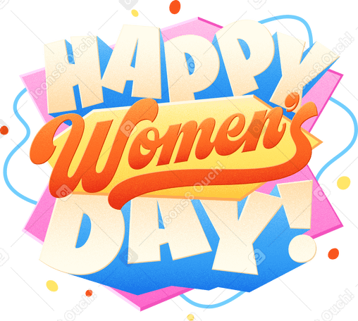Lettering happy women's day! with decorative elements text PNG, SVG