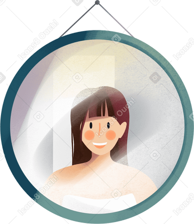 reflection of a young woman in the mirror Illustration in PNG, SVG