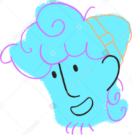 curly haired man in a hat PNG, SVG