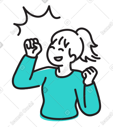 Young woman is excited about something PNG, SVG