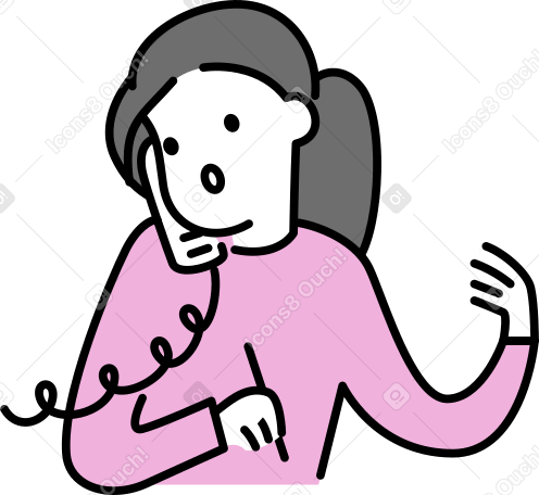 young woman with telephone handset PNG, SVG