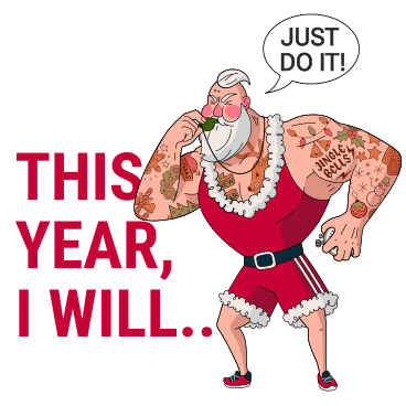 Santa trainer with motivational text PNG, SVG
