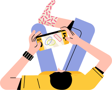 lying man playing on a gaming console PNG, SVG