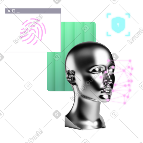 面部识别和指纹认证 PNG, SVG