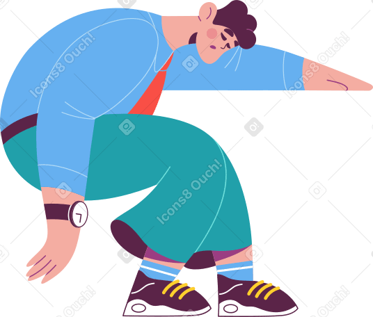 man businessman sitting in a clock and sleep Illustration in PNG, SVG