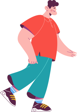 Illustration happy man is walking and his arm is outstretched aux formats PNG, SVG