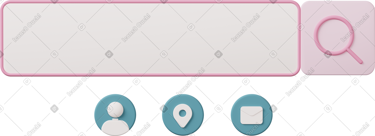 3D search bar buttons PNG, SVG