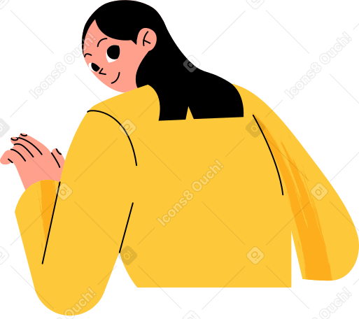 smiling sitting girl from the back Illustration in PNG, SVG