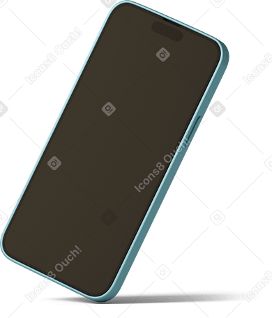 3D side view of a black phone screen PNG, SVG