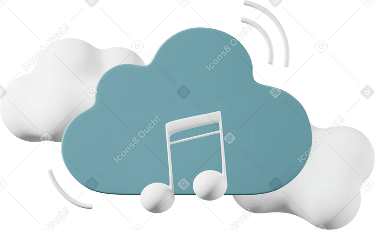 3D cloud music Illustration in PNG, SVG