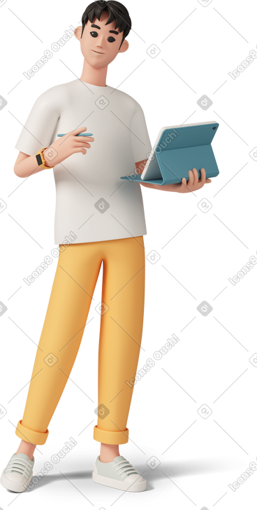 Young man with tablet PNG, SVG