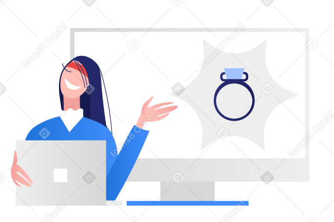 Woman advertising jewelry online PNG, SVG