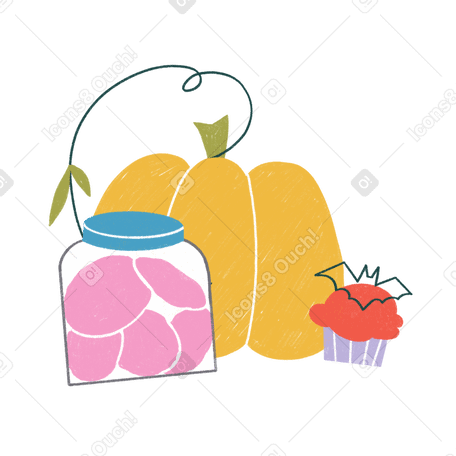 Sweets and pumpkin Illustration in PNG, SVG