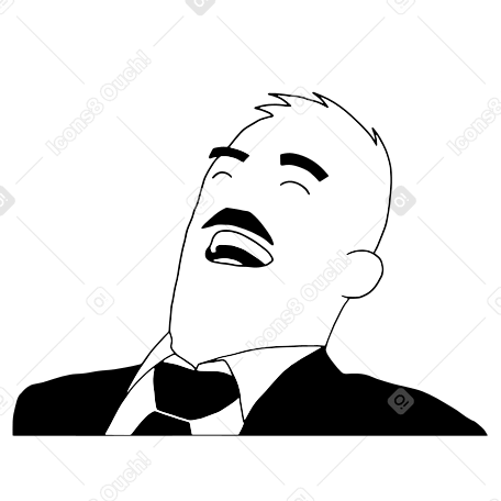 Personnage de doodle riant, jetant la tête en arrière PNG, SVG
