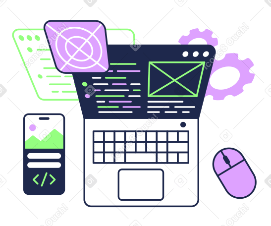 Mobile app development and coding PNG, SVG